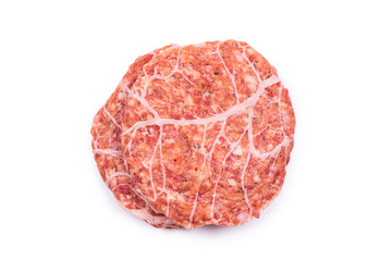 Burger cutlet isolated on white.