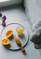 Fresh Orange Juice Squeezed In glass