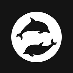 Dolphin icon, aquatic mammal vector icon for animal apps and websites