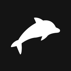 Dolphin icon, aquatic mammal vector icon for animal apps and websites