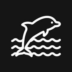 Dolphin icon, aquatic mammal vector icon for animal apps and websites