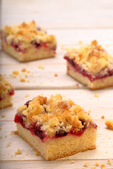 Yeast dough with cherries and crumble