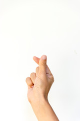 hand showing heart love sign isolated on white background