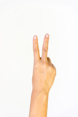 hand isolated on white background counting number two