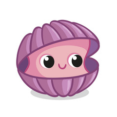 Beautiful ocean shell in cartoon style. Vector illustration