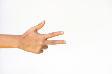 counting number eight or three hand isolated on white background