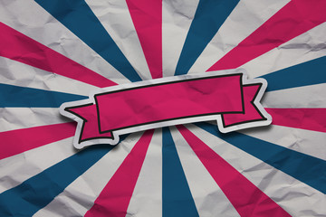 Banner in pink auf Strahlenmuster - Papier 
