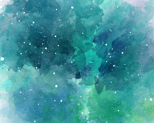 Fototapeta na wymiar Vector watercolor space background. Starry sky watercolor texture.
