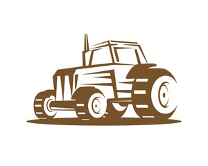 Tractor Illustration Brown Colored Silhouette