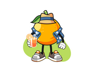 Orange vacation cartoon. Mascot Character vector.