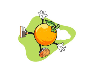 Orange fall from sky cartoon. Mascot Character vector.