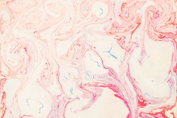 Fototapeta na wymiar Red and White Fluid Liquid Acrylic Paint Marbled Texture