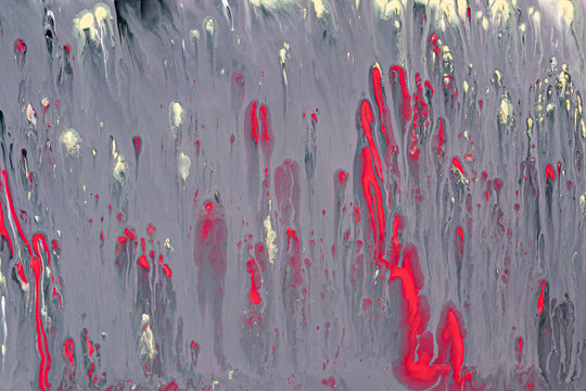 Red and Gray Remembrance Day Fluid Liquid Acrylic Paint Marbled Texture