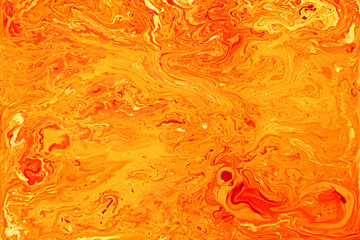 Solar Flare Sun Orange Fluid Liquid Acrylic Paint Marbled Texture