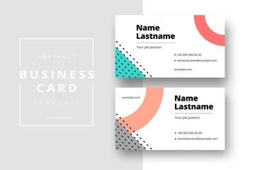 Trendy minimal abstract business card template. Modern corporate stationery id layout with geometric pattern. Vector fashion background design with information sample name text.