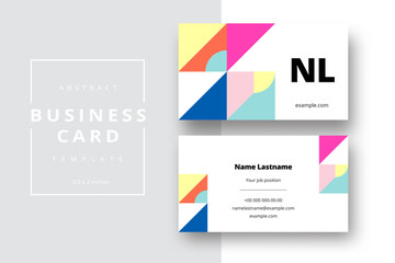 Trendy minimal abstract business card template. Modern corporate stationery id layout with geometric pattern. Vector fashion background design with information sample name text.