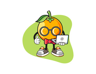 Orange geek cartoon. Mascot Character vector.