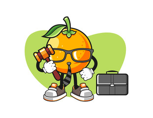 Orange lawyer cartoon. Mascot Character vector.