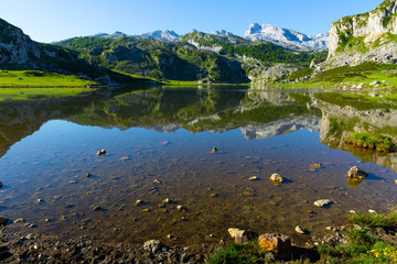 Highland Lakes of Covadonga summer landscape