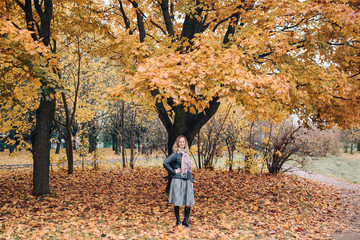 happy family in autumn park