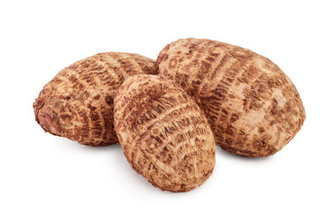 fresh taro root isolated on white background