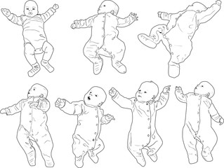 Naklejka premium sevent child outlines collection isolated on white