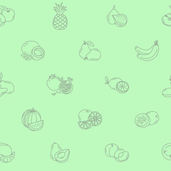 Fruit background - Vector seamless pattern of vegetarian food for graphic design