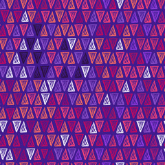 Hand drawn triangle seamless pattern in purple