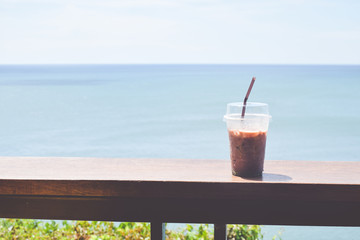 beautiful view of the sea at the cafe on island.
