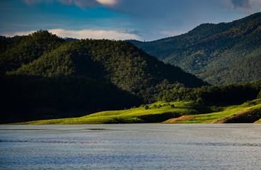 Wave of mountain lake and sky