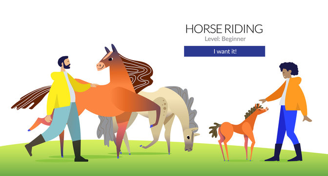 Horse and human in cartoon style. Use it for card, poster or web page design creating.