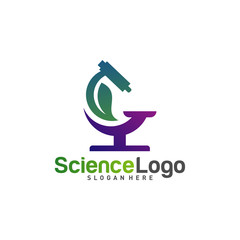 Nature Microscope Icon Logo Concept Vector. Creative Microscope with Leaf Logo Template