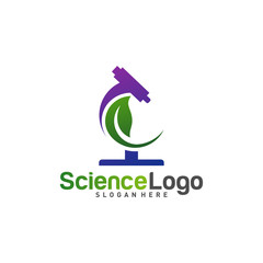 Nature Microscope Icon Logo Concept Vector. Creative Microscope with Leaf Logo Template