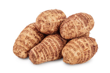 fresh taro root isolated on white background