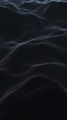 Abstract landscape background. Cyberspace green grid. hi tech network. 3D illustration