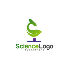 Nature Microscope Icon Logo Concept Vector. Creative Microscope with Leaf Logo Template