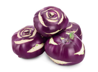 Cabbage kohlrabi isolated on white background closeup