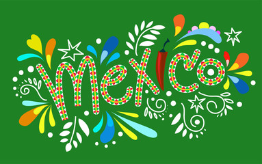 Poster with the theme of Mexico. Vector illustration.