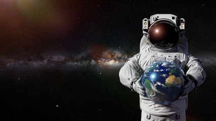 astronaut holding planet Earth