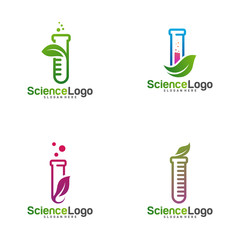 Set of Nature Lab Logo Design Concept Vector. Creative Lab with leaf Logo Template. Icon Symbol