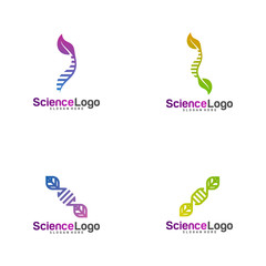 Set of DNA with Leaf Logo Design Concept Vector. Creative Leaf With DNA Logo Template. Icon Symbol