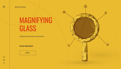 Magnifying glass low poly landing page template