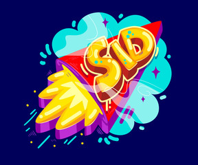 Did kids boy name illustration on the rocket start 