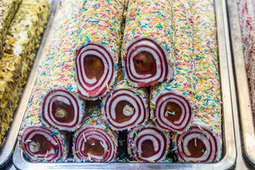 Traditional Turkish delight sweets as lokum candy