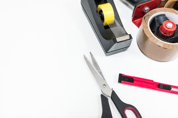 cutting work table with tools in work shop