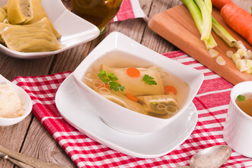 Maultaschen - swabian filled pasta ( ravioli ).