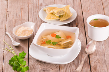 Maultaschen - swabian filled pasta ( ravioli ).