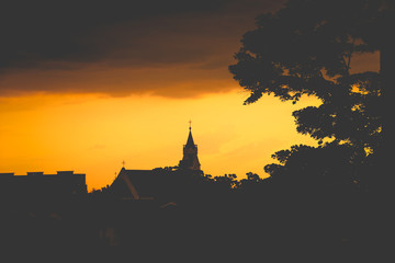 Obraz premium church in sunset