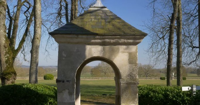 Small construction in Le lude Castle : Chateau du Lude Park. Famous touristic historical garden. Le lude, France 27/2/19