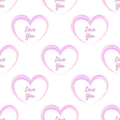 Obraz na płótnie Canvas Pattern with iridescent pink paint hearts